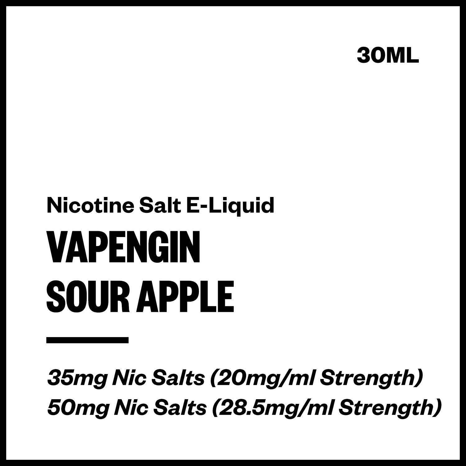 vapengin-salts-sour-apple.jpg Vapengin - Sour Apple (Nic Salt E-Liquid 30ml) - Image 1