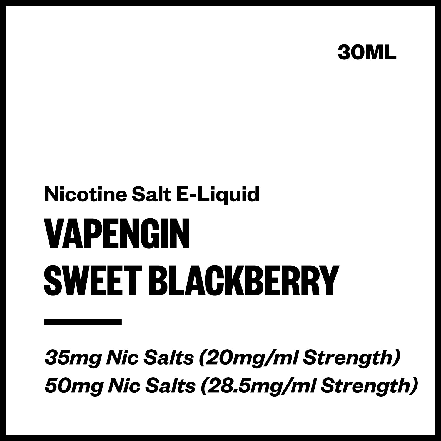 vapengin-salts-sweet-blackberry.jpg Vapengin - Sweet Blackberry (Nic Salt E-Liquid 30ml) - Image 1
