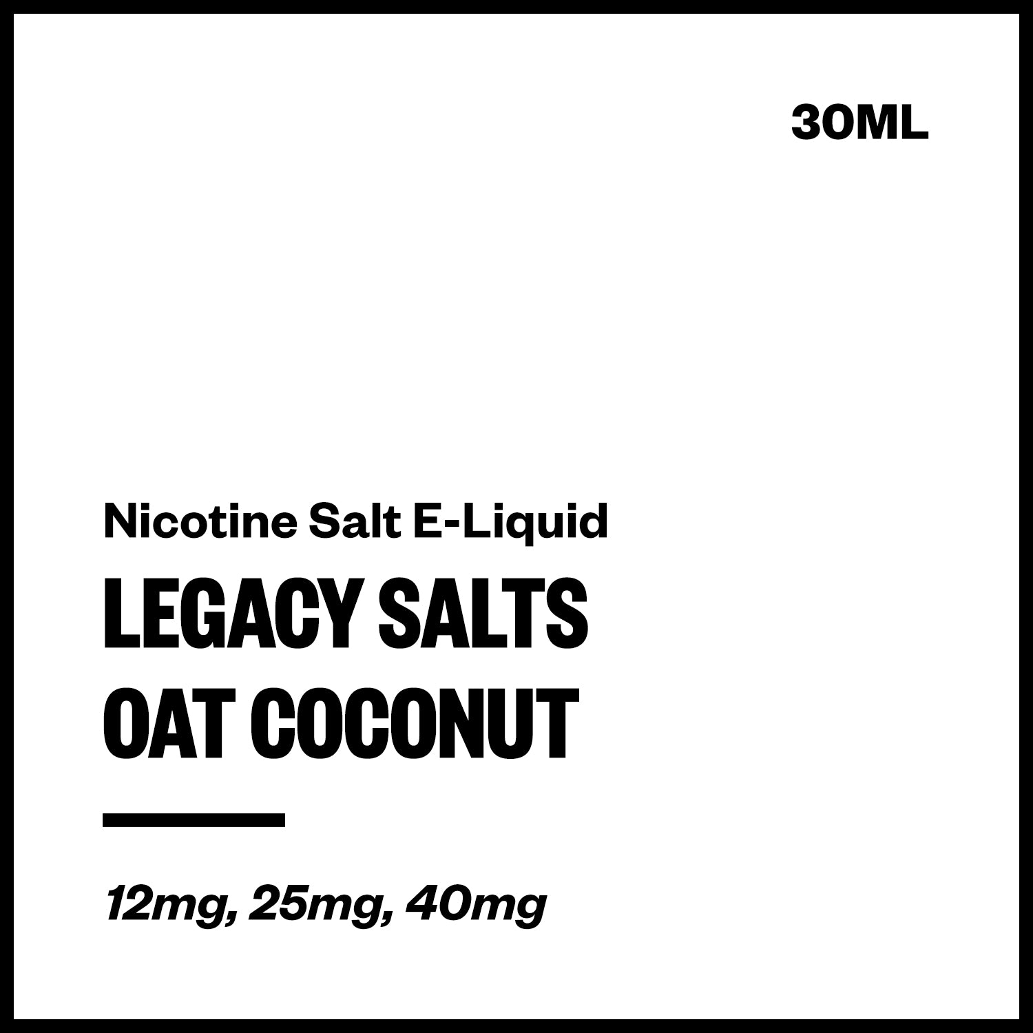 vapourium-legacy-salts-oat-coconut.jpg Legacy Salts - Oat Coconut (Nic Salt E-Liquid) - Image 1